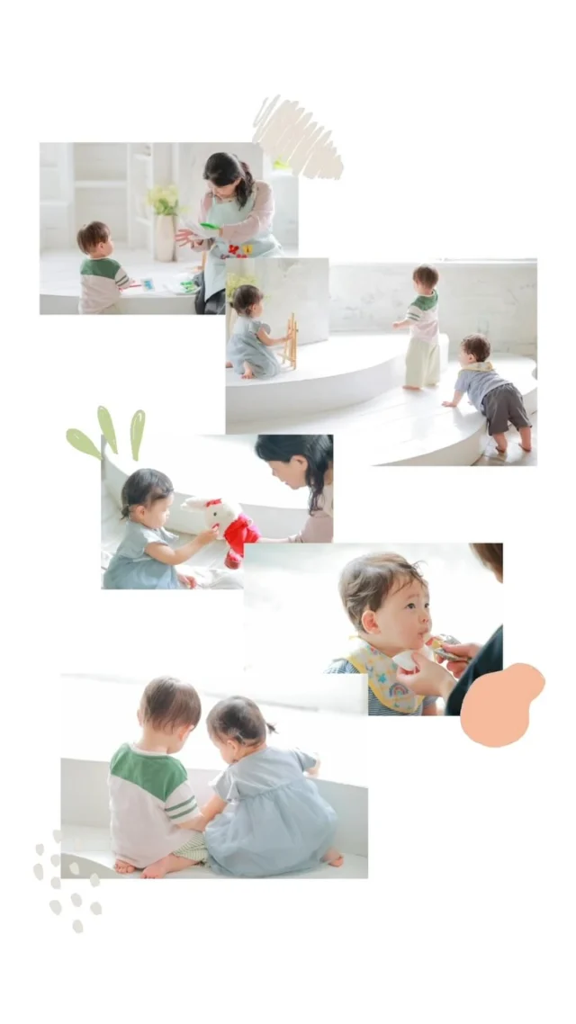 ~親子サイン 第２~
今回もホッコリした時間を過ごす事ができました 🦢.｡*

ここで当日あったエピソードを1つ､､､

まだこれまで段差を登った事がない１人の子
上手に登るお兄ちゃんお姉ちゃんを見て何かを学び、
この時初めて段差を登ったのです！！！

こういった交流の場は
子供同士も新しい発見に出会う場なのだと感じました🫧

また次回はどんな出会いが待っているか楽しみです🌱♡

 #親子サイン #写真スタジオ #国分寺